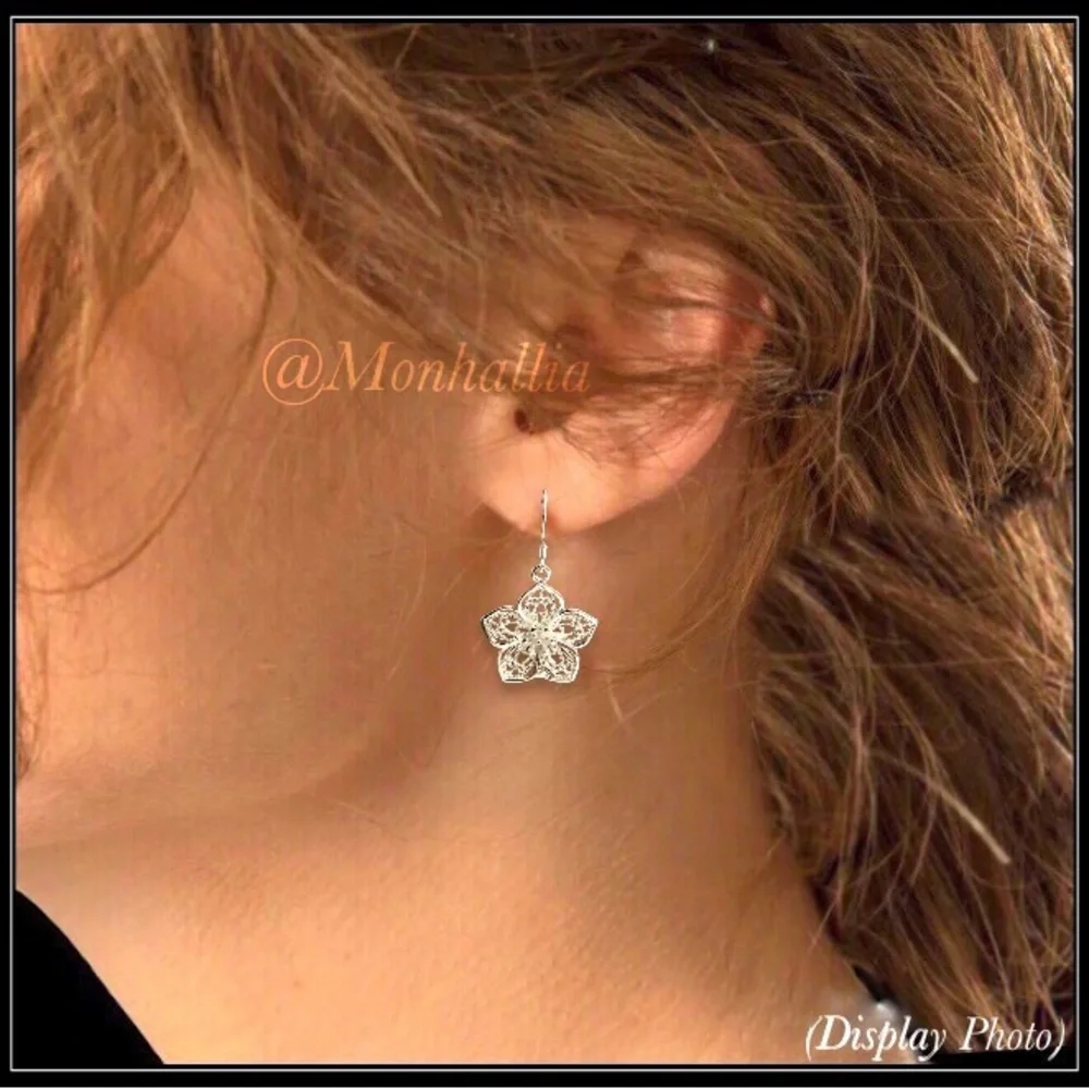 Clearance! NEW 925 SILVER DAHLIA TULIP FLOWER FLORAL SCROLLWORK GARDEN EARRINGS